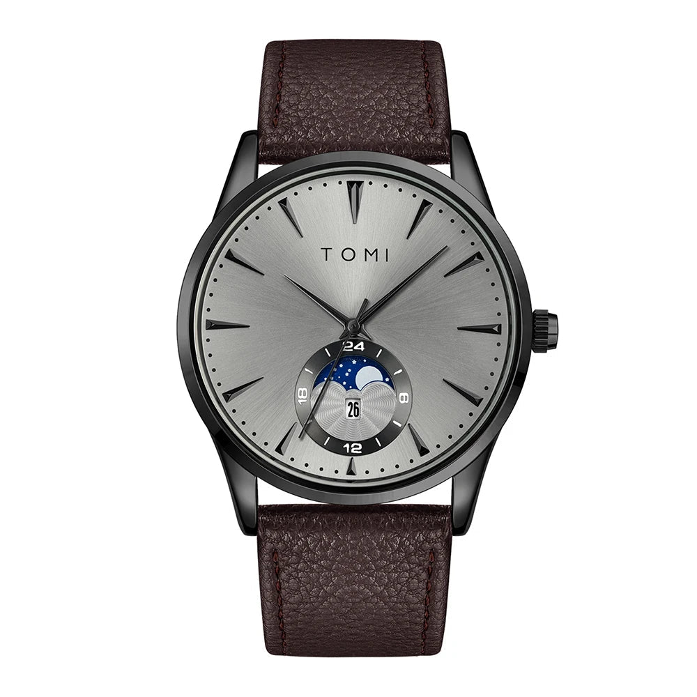 TOMI – Montre Quartz Homme Business Grand Cadran Calendrier | Bracelet Cuir Luxe, Style Classique Soldes-ShopOnline