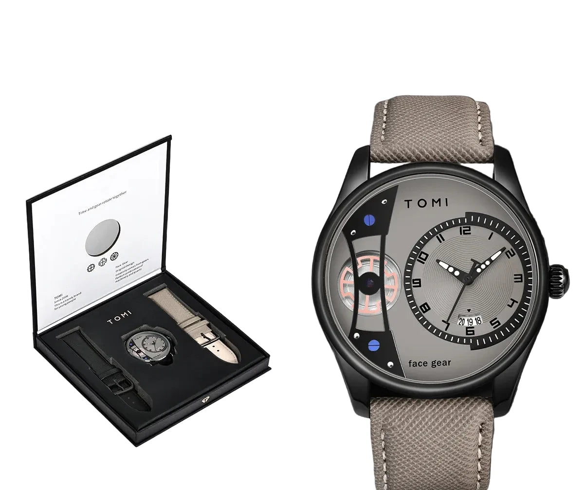 TOMI Set Gift Box for Men's Minimalist Business Quartz Watch Luxury Versatile Double Strap Detachable Watch Festival Gift Soldes-ShopOnline