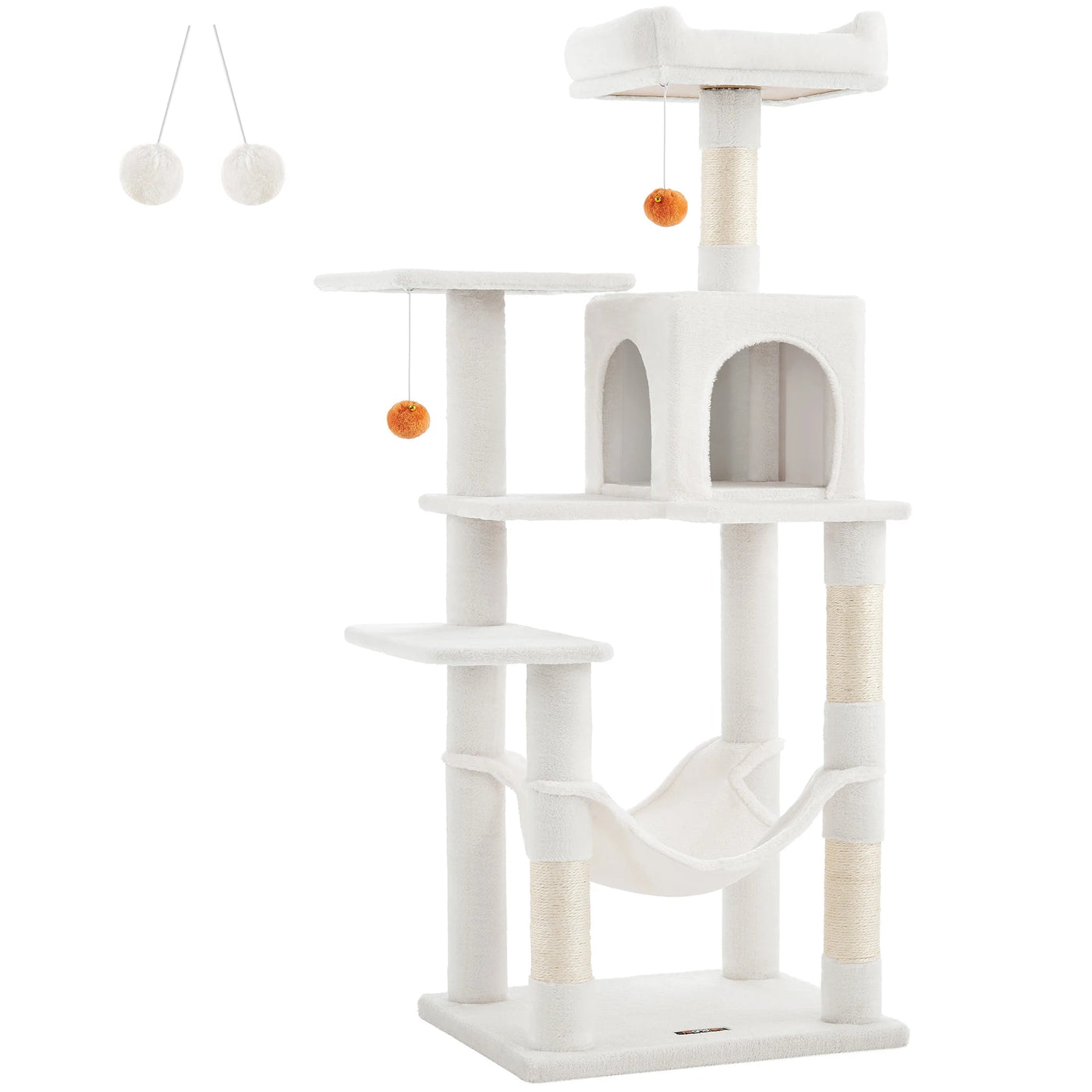 Feandrea Cat Tree, 143 cm Cat Tower for Indoor Cats, Multi-Level Plush Cat Condo with 4 Scratching Posts, 2 Perches, Cave Soldes-ShopOnline