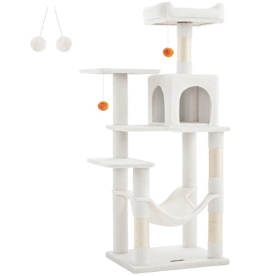 Feandrea Cat Tree, 143 cm Cat Tower for Indoor Cats, Multi-Level Plush Cat Condo with 4 Scratching Posts, 2 Perches, Cave Soldes-ShopOnline