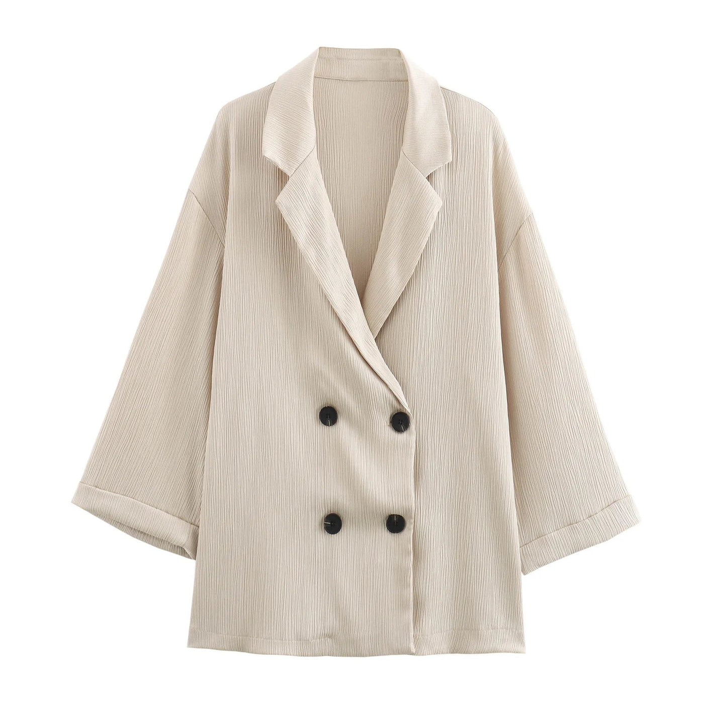 Autumn New Women's Clothing European And American Style Fashionable Wrinkled Suit Jacket Casual Pants Set Soldes-ShopOnline