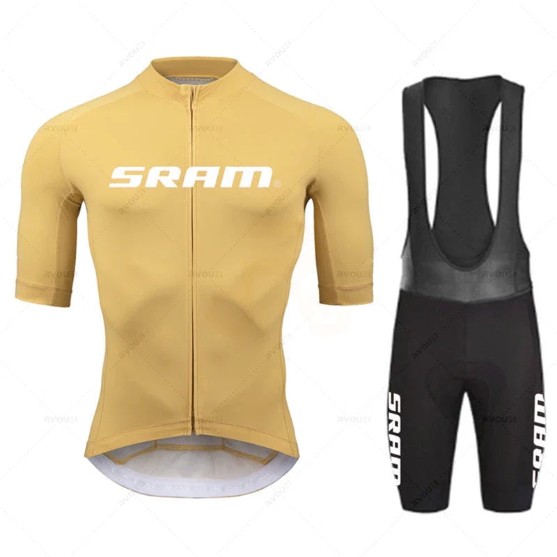 Tenue Cyclisme Homme SRAM Pro 2024 – Maillot + Cuissard Gel, Noir Soldes-ShopOnline