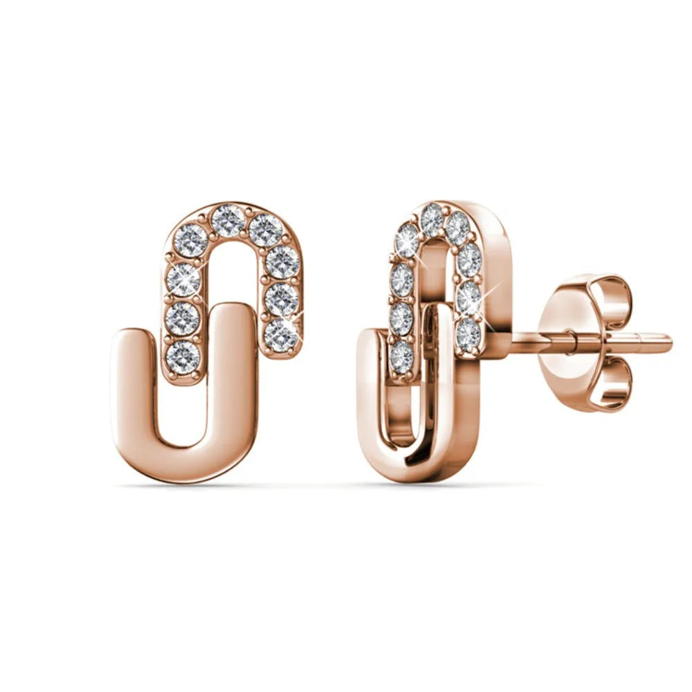 Boucles d’Oreilles Daisini Link – Or Rose & 18 Cristaux Swarovski Soldes-ShopOnline