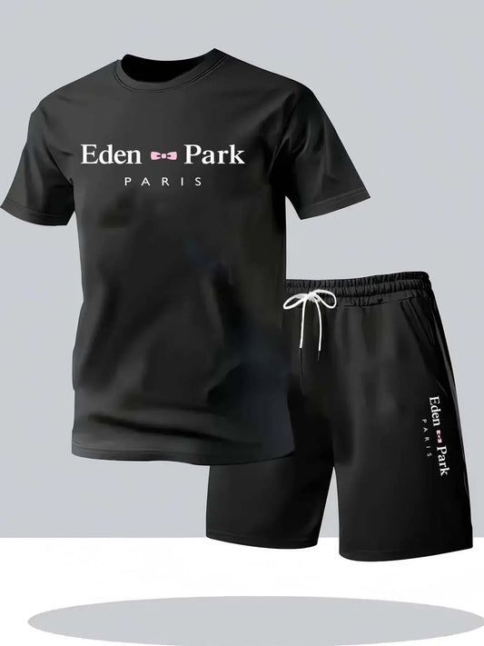 T-shirt MEN HOMMES Ensemble de T-shirt décontracté ample tendance d’été Hommes Femmes Lettre parisienne Imprimé col rond Manches courtes Confortable Tenue assortie Soldes-ShopOnline