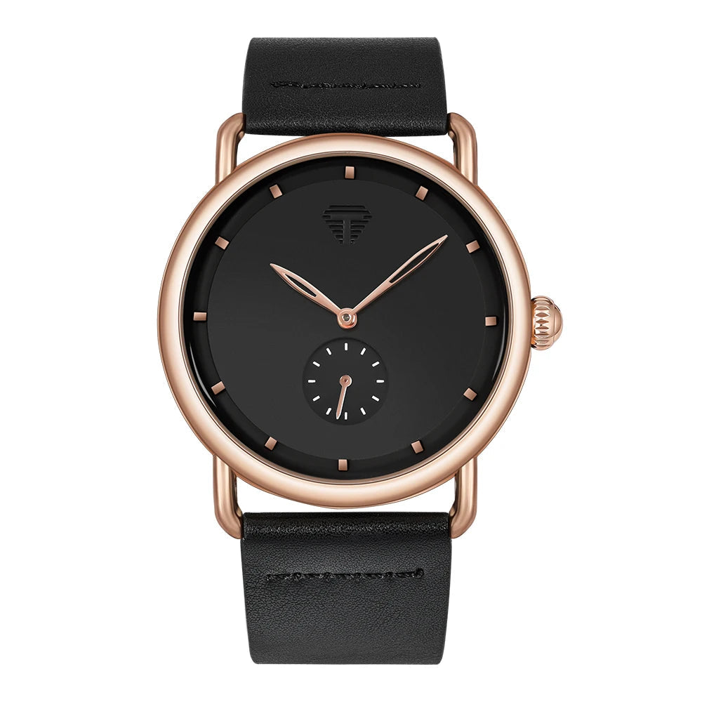 TOMI – Montre Quartz Homme Minimaliste Cadran Rond | Bracelet PU, Design Épuré, Cadeau Festival Soldes-ShopOnline