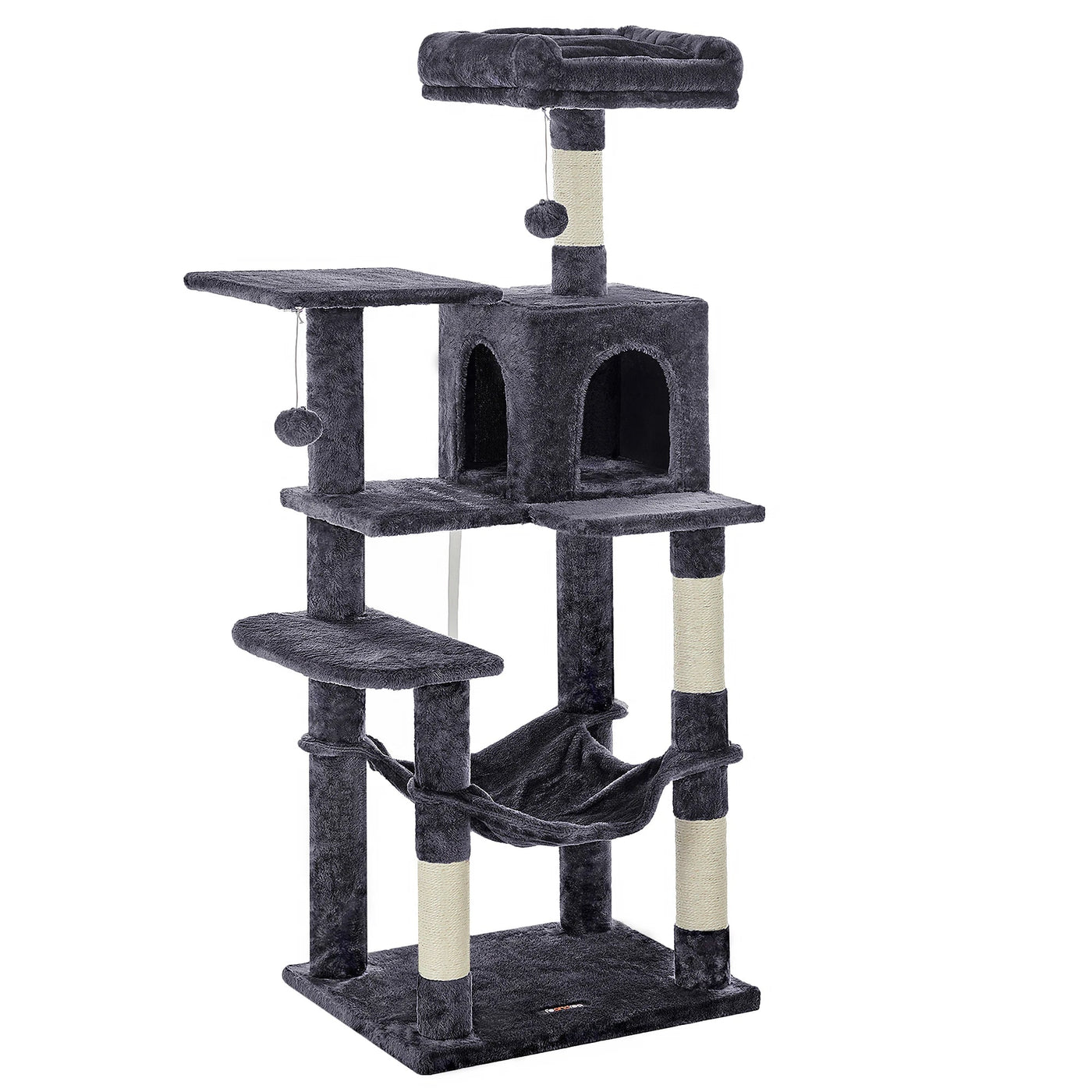 Feandrea Cat Tree, 143 cm Cat Tower for Indoor Cats, Multi-Level Plush Cat Condo with 4 Scratching Posts, 2 Perches, Cave Soldes-ShopOnline