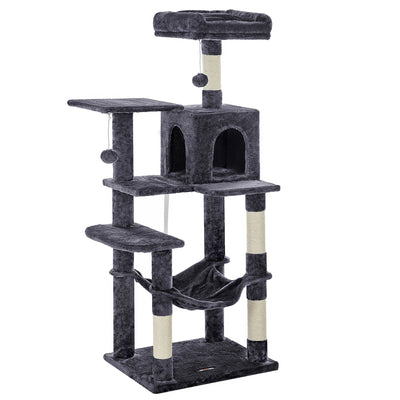 Feandrea Cat Tree, 143 cm Cat Tower for Indoor Cats, Multi-Level Plush Cat Condo with 4 Scratching Posts, 2 Perches, Cave Soldes-ShopOnline