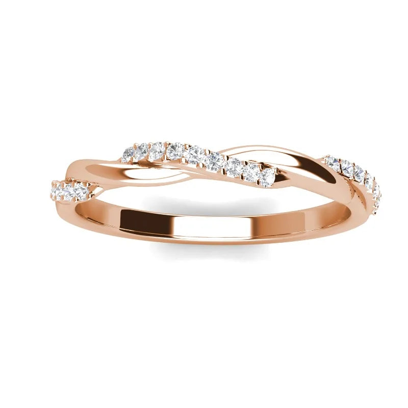 Daisini – Bague Torsadée 22 Cristaux Swarovski PP2 | Laiton Plaqué Or Rose, Ultra-Légère, Mariage & Quotidien Soldes-ShopOnline