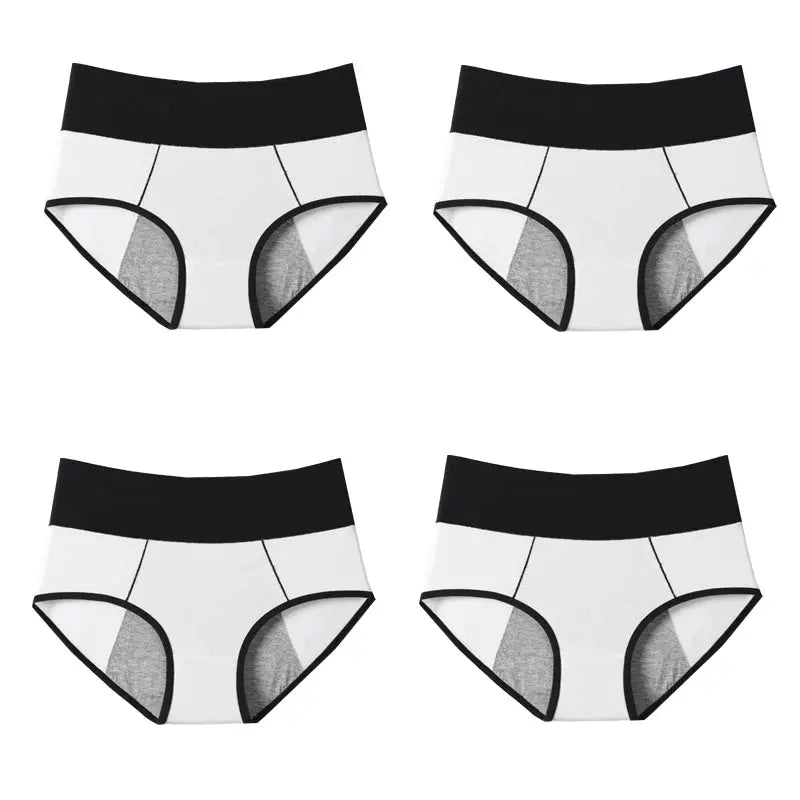 4Pcs Culottes pour femmes Taille haute Culottes menstruels étanches Élargie pour Fille/Femme Coton physiologique Plus Size Slips féminins à Prix Discount 4PCS - Soldes-ShopOnline