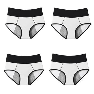 4Pcs Culottes pour femmes Taille haute Culottes menstruels étanches Élargie pour Fille/Femme Coton physiologique Plus Size Slips féminins à Prix Discount 4PCS - Soldes-ShopOnline
