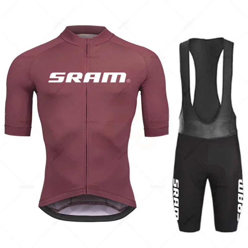 Tenue Cyclisme Homme SRAM Pro 2024 – Maillot + Cuissard Gel, Noir Soldes-ShopOnline