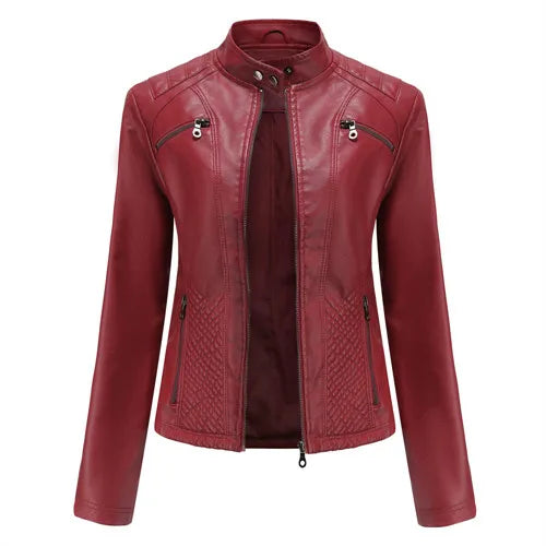 Veste Cuir Femme Biker Moto 2026 – Zippée, S à 3XL Soldes-ShopOnline