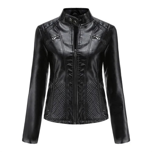 Veste Cuir Femme Biker Moto 2026 – Zippée, S à 3XL Soldes-ShopOnline