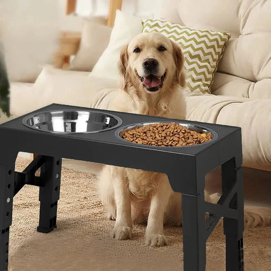 BOOTEELY Gamelles Bols de mangeoire pour chiens surélevés Support surélevé réglable avec doubles bols d'eau pour aliments en acier inoxydable Petits, moyens, grands chiens - Soldes-ShopOnline