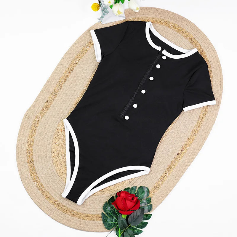 Maillot de Bain 1 Pièce Vintage Zip – Monokini Rétro Femme, Tailles S-XXXL, Plage & Piscine Soldes-ShopOnline