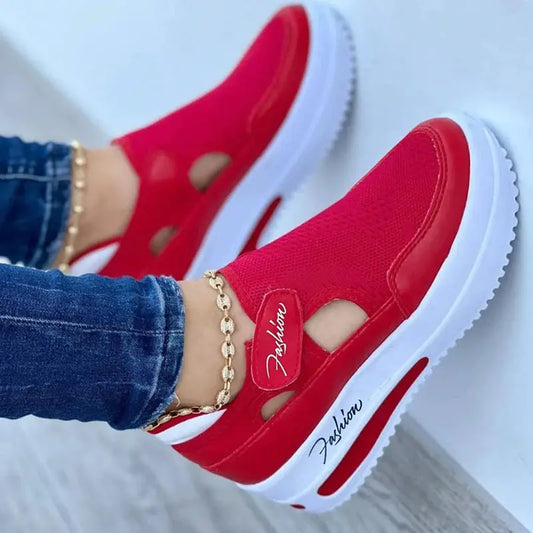 Red Sneakers Women Shoes Woman Tennis Shoes Canvas Shoe Female Casual Shoes Ladies Sport Shoes Platform Sneaker Hollow Out Shoes Soldes-ShopOnline
