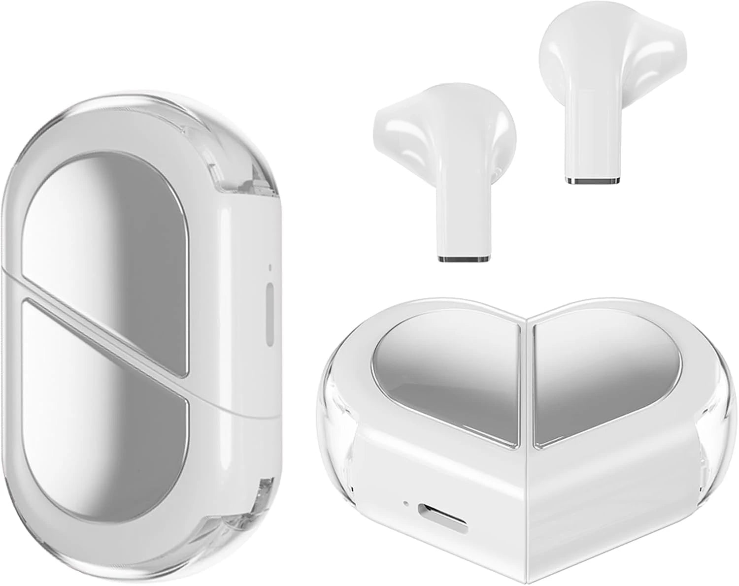 Ecouteurs Bluetooth Forme Coeur Rotatifs – Touch Control, ANC, Cadeau Fille Soldes-ShopOnline