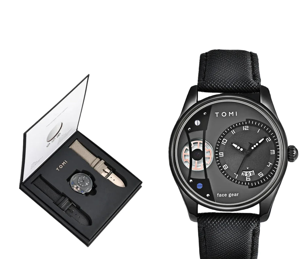 TOMI Set Gift Box for Men's Minimalist Business Quartz Watch Luxury Versatile Double Strap Detachable Watch Festival Gift Soldes-ShopOnline