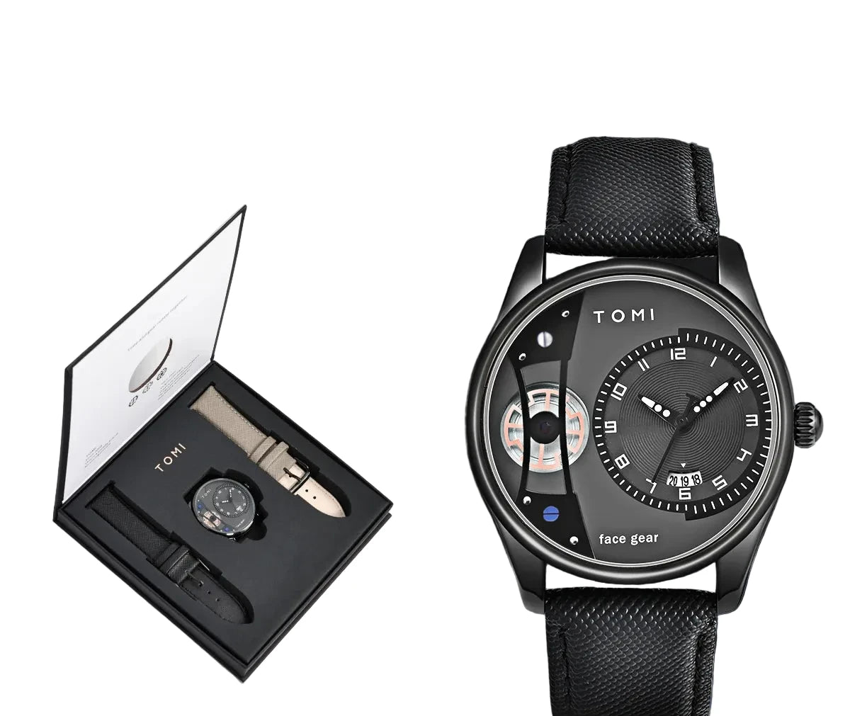 TOMI Set Gift Box for Men's Minimalist Business Quartz Watch Luxury Versatile Double Strap Detachable Watch Festival Gift Soldes-ShopOnline