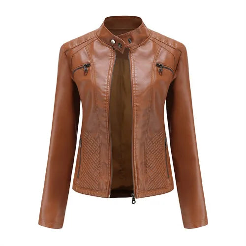 Veste Cuir Femme Biker Moto 2026 – Zippée, S à 3XL Soldes-ShopOnline