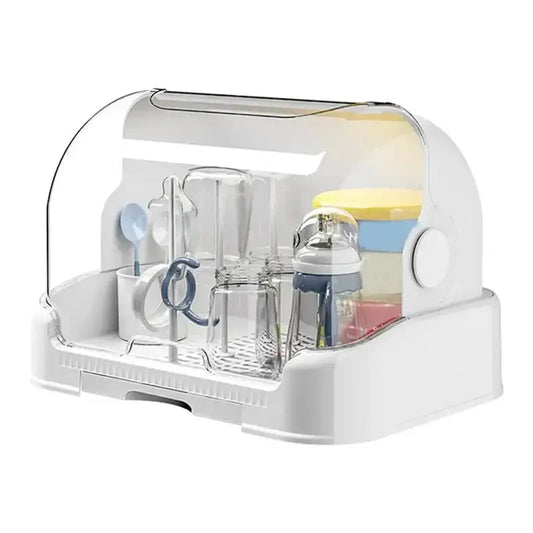 Séchoir et organisateur portable pour biberons - Conteneur de stockage anti-poussière avec bac d'égouttage amovible, accessoire d'alimentation hygiénique pour Bébé - Soldes-ShopOnline
