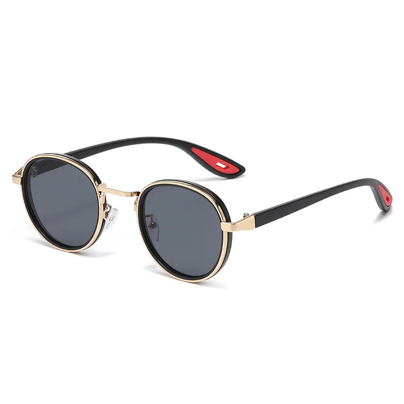 Lunettes de Soleil Rondes GIOIO – Monture Métal Punk Y2K, UV400, Anti-Lumière Bleue, Unisexe Soldes-ShopOnline