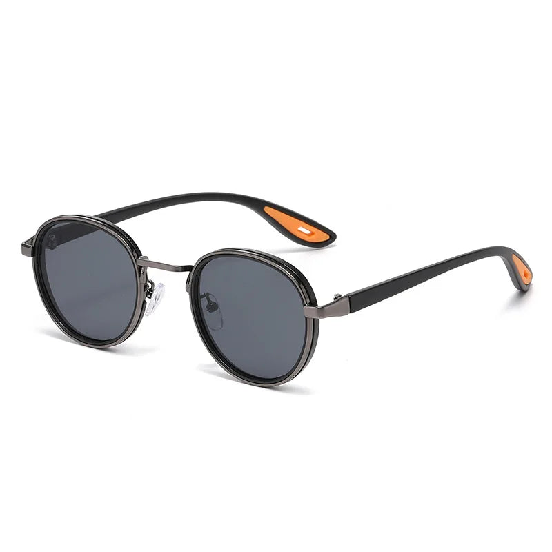 Lunettes de Soleil Rondes GIOIO – Monture Métal Punk Y2K, UV400, Anti-Lumière Bleue, Unisexe Soldes-ShopOnline
