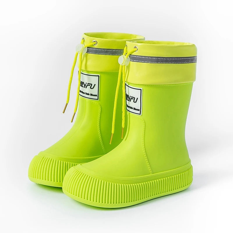 Unisex Kid's Solid Colour High Top Waterproof Rain Boots, Comfy Non Slip Durable Water Shoes For Boy's & Girl's Rainy Day Outdoo Soldes-ShopOnline