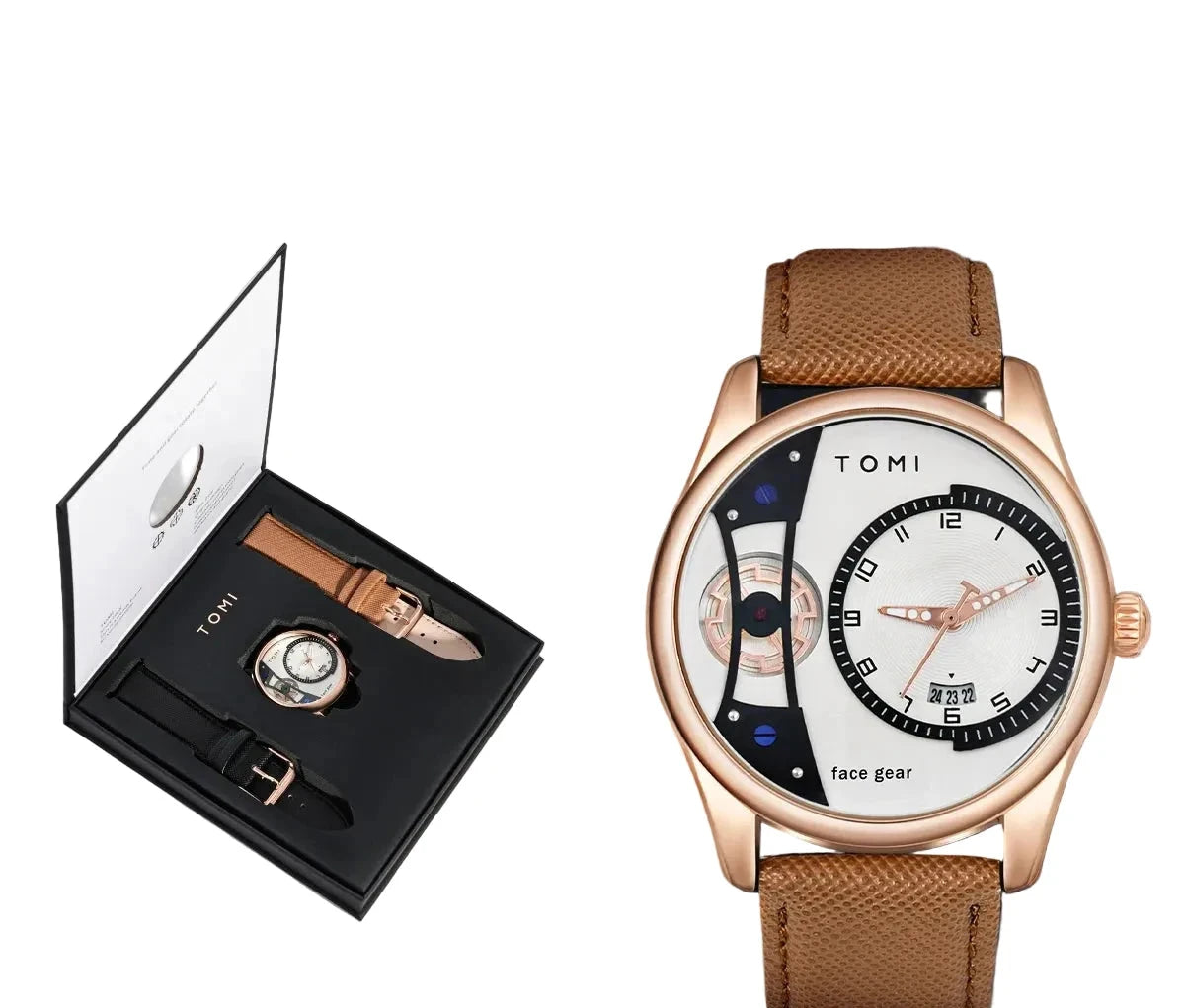 TOMI Set Gift Box for Men's Minimalist Business Quartz Watch Luxury Versatile Double Strap Detachable Watch Festival Gift Soldes-ShopOnline