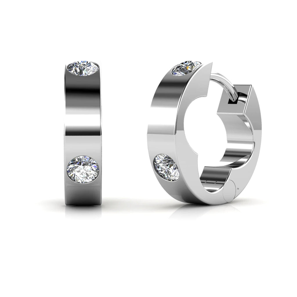 Créoles Daisini – Argent 925 Or Blanc 18K & Cristaux Swarovski Soldes-ShopOnline