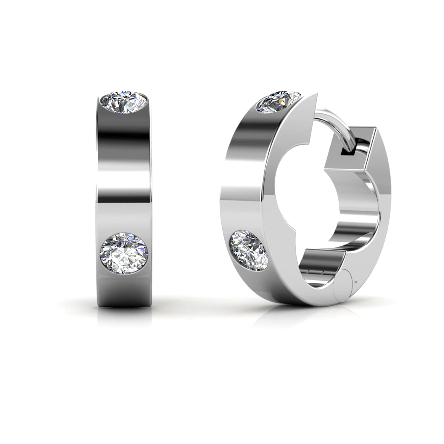 Créoles Daisini – Argent 925 Or Blanc 18K & Cristaux Swarovski Soldes-ShopOnline