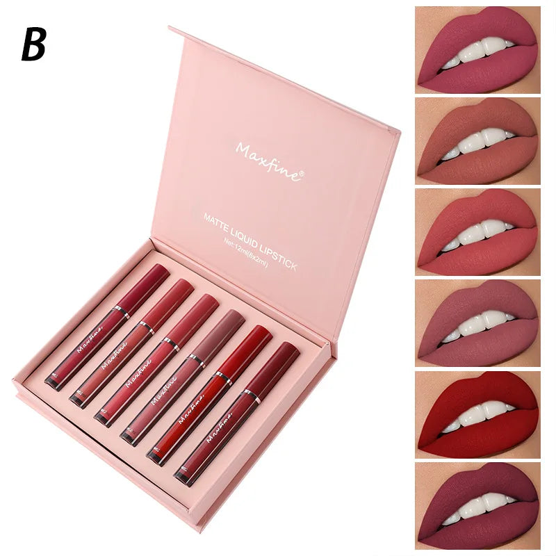Coffret 6 Rouges à Lèvres Mats MAXFINE – Longue Tenue, Hydratant Soldes-ShopOnline