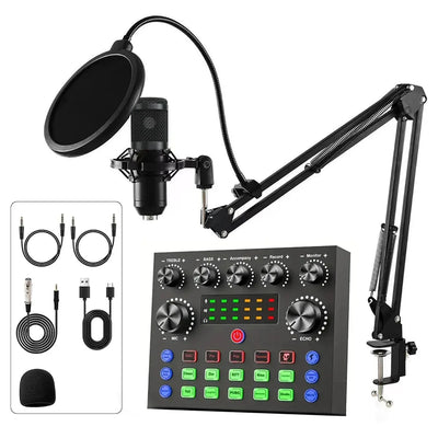 Podcast equipment set with voice changer, podcast mixer, with BM800 microphone, suitable for podcast, recording, live broadcast Soldes-ShopOnline