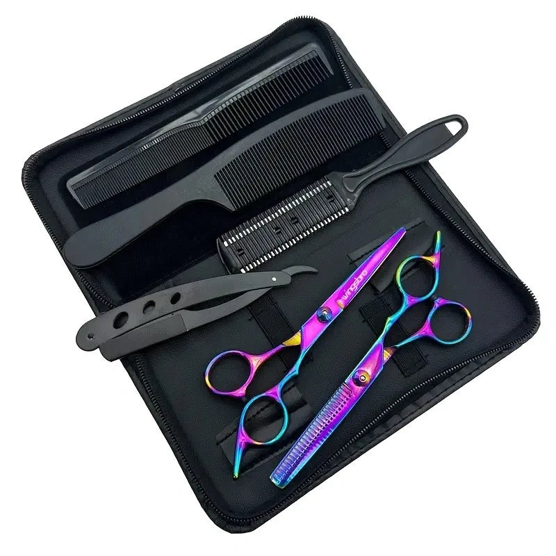 Hairdressing Scissors Set, 6 Inch Hair thinning Scissors Hair Cutting Styling Accessories Tools Kit For Barber Soldes-ShopOnline