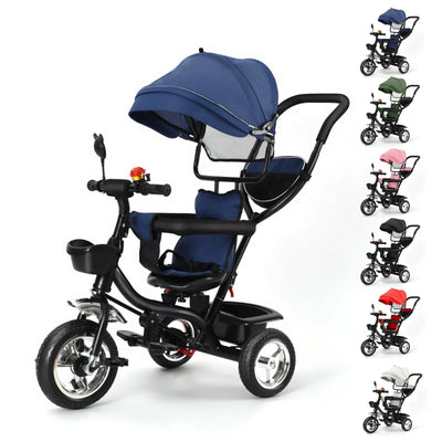 Tricycle Évolutif Enfant 9 Mois-6 Ans - Barre Poussée Siège Rotatif 360° Sécurisé Soldes-ShopOnline