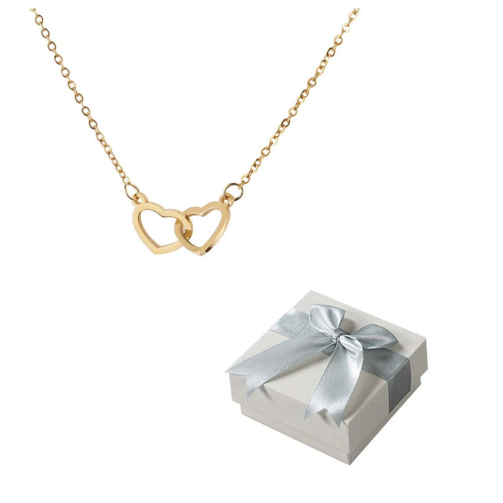 PolishedPlus Custom Names Heart Necklace Personalized Jewelry Rotating Rose Box Pendant Chain For Women Wife Valentine's Day Soldes-ShopOnline