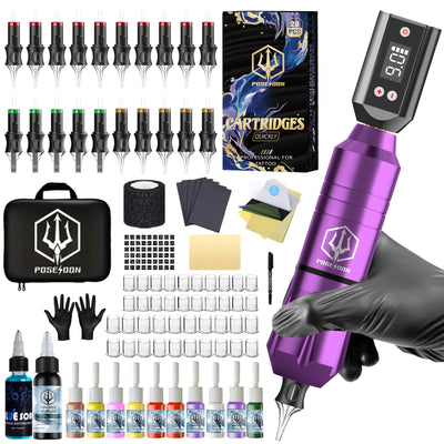 Tattoo Kit POSEIDON V5 Beautiful Tattoo Pen Kit For Permanent Makeup Tattoo Machine Kit Hot Tattoo Power Supply Tattoo Gun Kit Soldes-ShopOnline