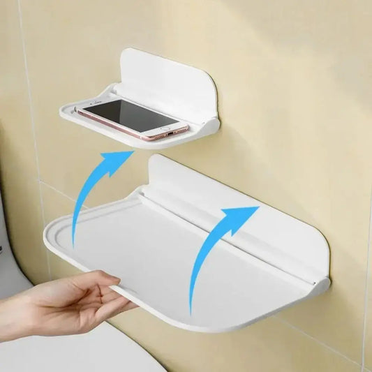 Étagère murale pliante pour économiser de l'espace Support de rangement pliable Support de téléphone sans perforation Plateau de rangement pour routeur Wifi Organisateur de salle de bain chambre enfants chambre adultes - Soldes-ShopOnline