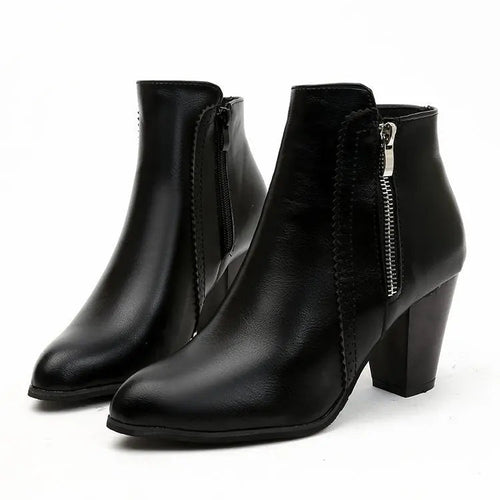 Bottines Femme YBQJOO Talon Carré – Retro, Fermeture Zip, Antidérapantes, Confortables, Automne Soldes-ShopOnline