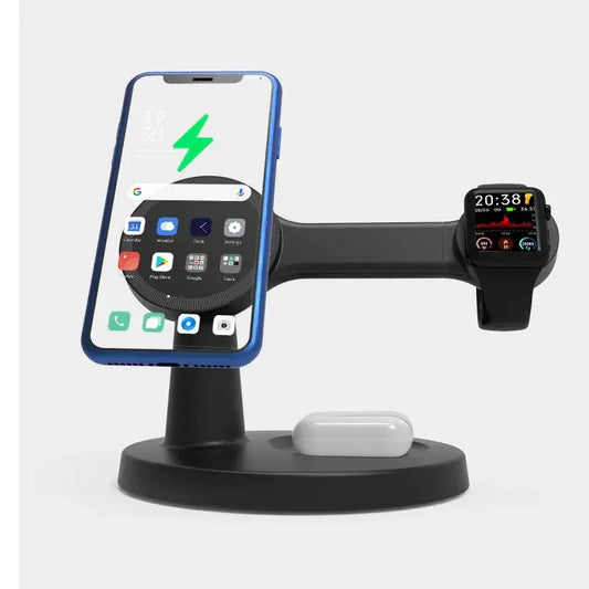 Chargeur Sans Fil Magnétique 3 En 1 Pour Magsafe iPhone 16 15 14 13 Pro Max Apple Watch 9 8 AirPods Pro Station De Charge Rapide Smartphone Apple - Soldes-ShopOnline