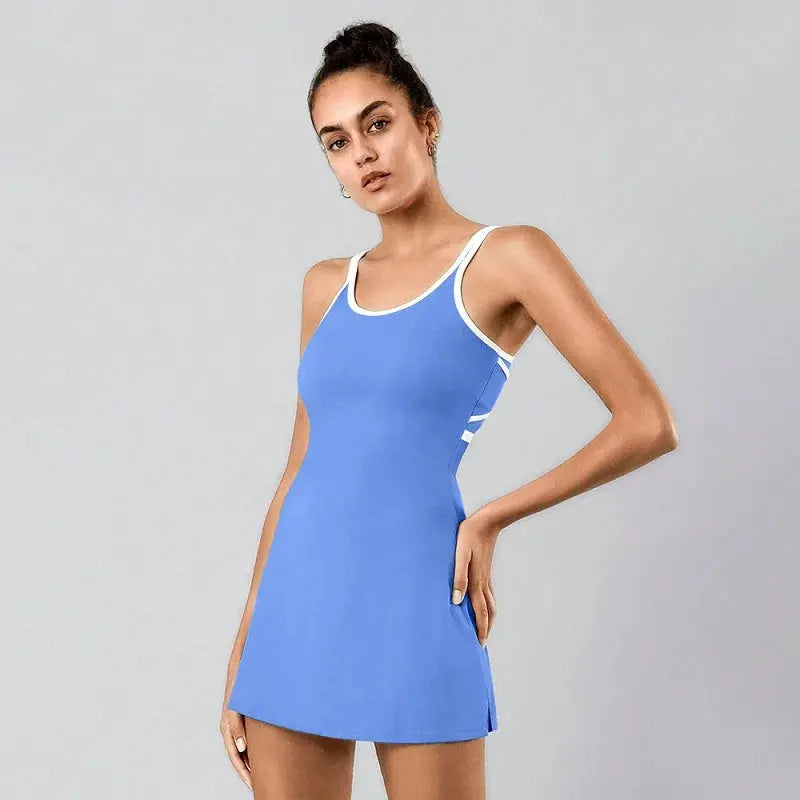 Robe de tennis pour femmes avec intérieur court Golf Badminton Skorts Backless Cross Tracksuits filles tennis  Golf Yoga Dresses S-XL - Soldes-ShopOnline