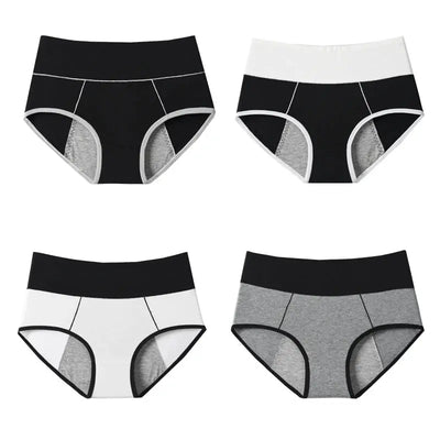 4Pcs Culottes pour femmes Taille haute Culottes menstruels étanches Élargie pour Fille/Femme Coton physiologique Plus Size Slips féminins à Prix Discount 4PCS - Soldes-ShopOnline