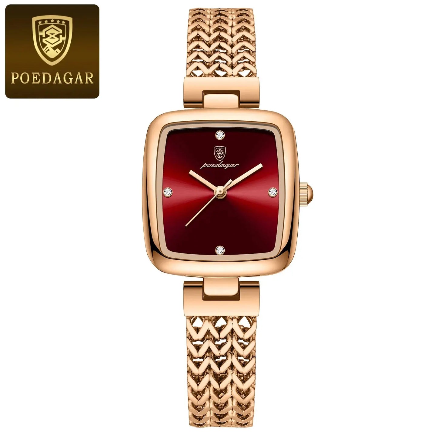 POEDAGAR Montre carrée de luxe pour femme étanche en acier inoxydable dames montre à quartz robe élégantes montres pour femmes montres de filles - Soldes-ShopOnline