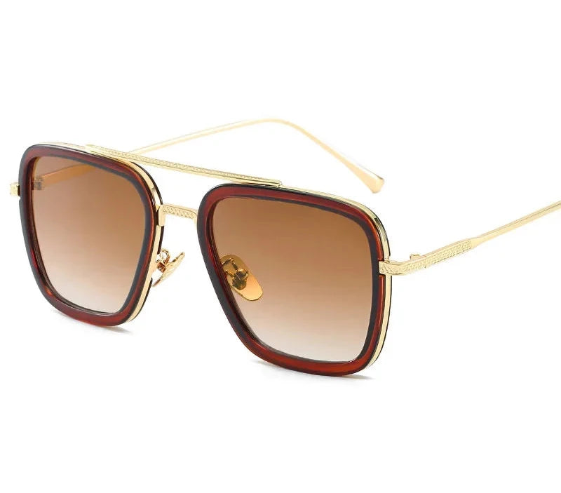 Sun Glasses Fashion Square frame Tony Stark Style Women Sunglasses Men Square Brand Design Sun Glasses Oculos Retro Male Iron Soldes-ShopOnline